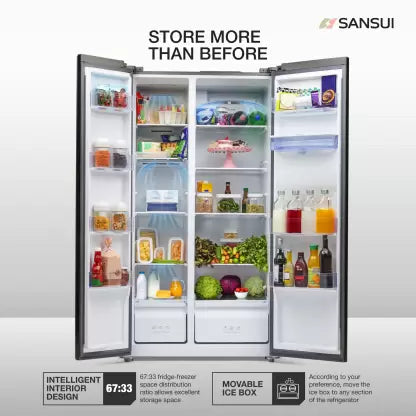 Sansui 544 L Frost Free Side by Side Refrigerator (Silver Steel, 520ISSNS) (OPEN BOX) Sansui 544 L Frost Free Side by Side Refrigerator (Silver Steel, 520ISSNS) (OPEN BOX)